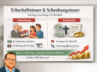 Erbschaft- und Schenkungsteuer in Deutschland: Vermögensübertragung innerhalb der Familie mit hohen Freibeträgen zwischen Eltern und Kindern – steuerliche Unterschiede zwischen Schenkung zu Lebzeiten und Vererbung im Überblick. Landsberg am Lech, Kaufering, Penzing, Buchloe, Augsburg, Türkheim, Fürstenfeldbruck, Dachau